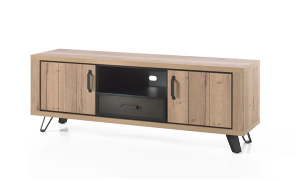 Meuble-TV-2-portes-1-tiroir-Andes-decor-bois-chene-metal-180cm-Comodi-Living