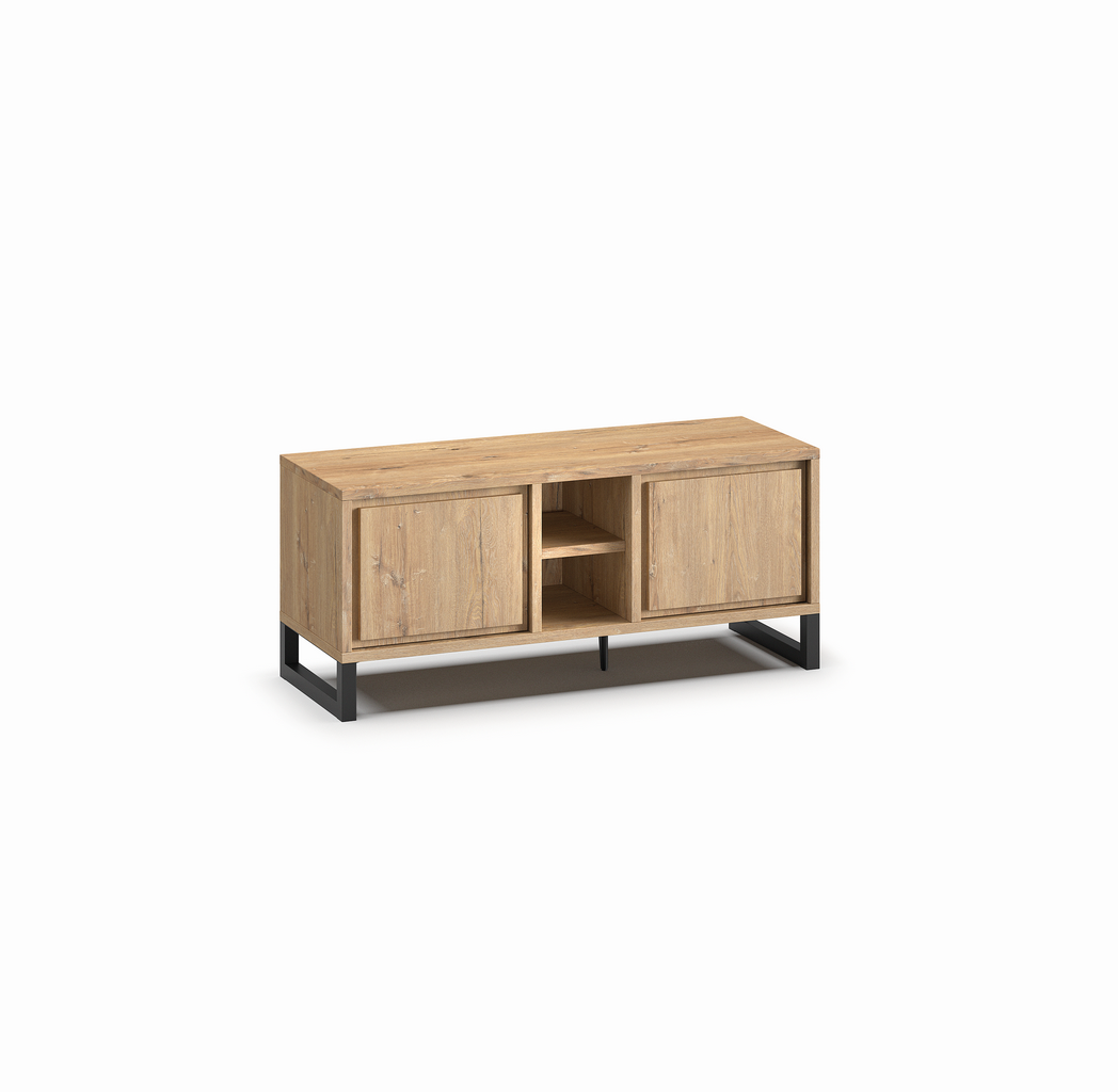 Meuble-TV-2-portes-2-niches-Naturel-millenium-oak-nature-K545-LB4-138cm-Meubar