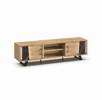 Meuble-TV-2-portes-2-niches-Richard-millenium-oak-nature-zebra-marble-K545ZEB-LB2-215cm-Evan