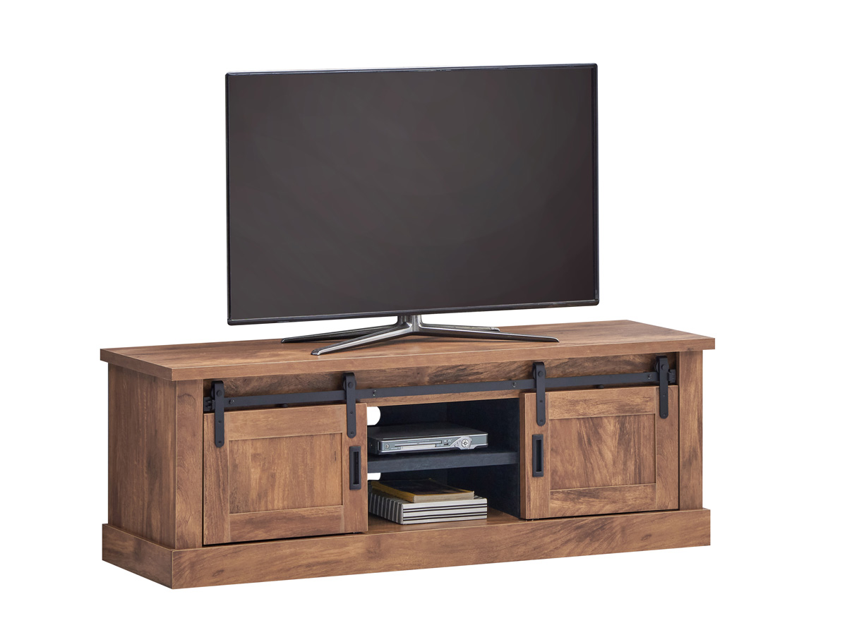 Meuble-TV-2-portes-Elon-bois-acacia-black-concrete-Oosterlynck
