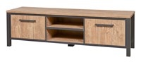 Meuble-TV-2-portes-Lovina-decor-bois-teak-noir-mat-K661-TV2-TV7-183cm-Meubar