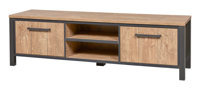 Meuble-TV-2-portes-Lovina-decor-bois-teak-noir-mat-K661-TV2-TV7-183cm-Meubar