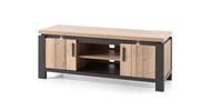 Meuble-TV-2-portesLouane-Levanto-decor-bois-chene-acier-fonce-145cm-Comodi-Living
