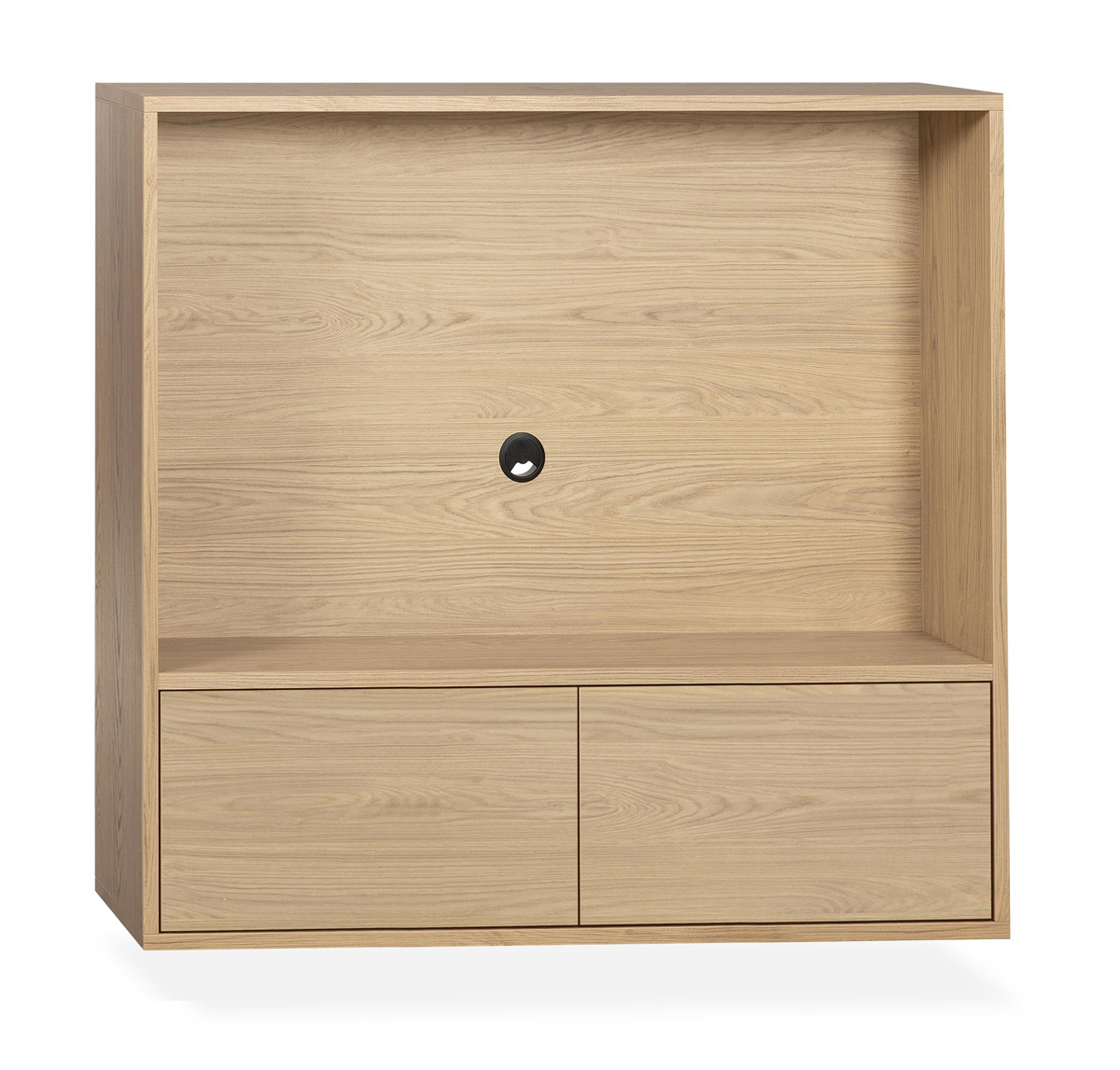 Meuble-TV-Blackburn-1-niche-2-tiroirs-chene-blond-Maxfurn
