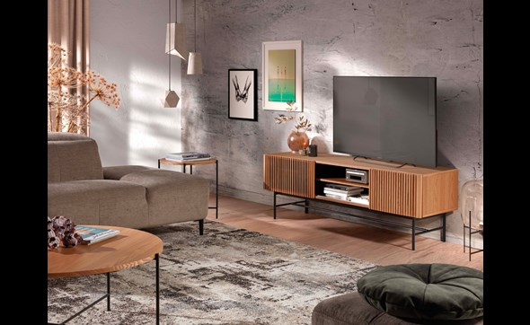 Meuble-TV-Dunes-bois-massif-metal-noir-De-Eiken