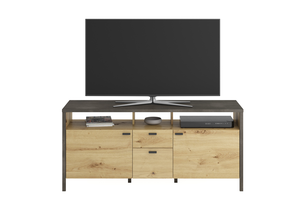 Meuble-TV-In-Loft-44-Artisan-Oak-Stahl-dunkel-front-FMD