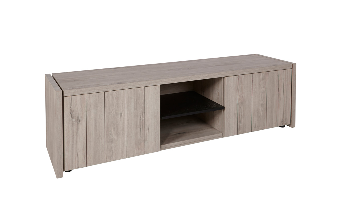 Meuble-TV-Lucca-TV2-chene-millenium-gris-clair-noir-side-Evan
