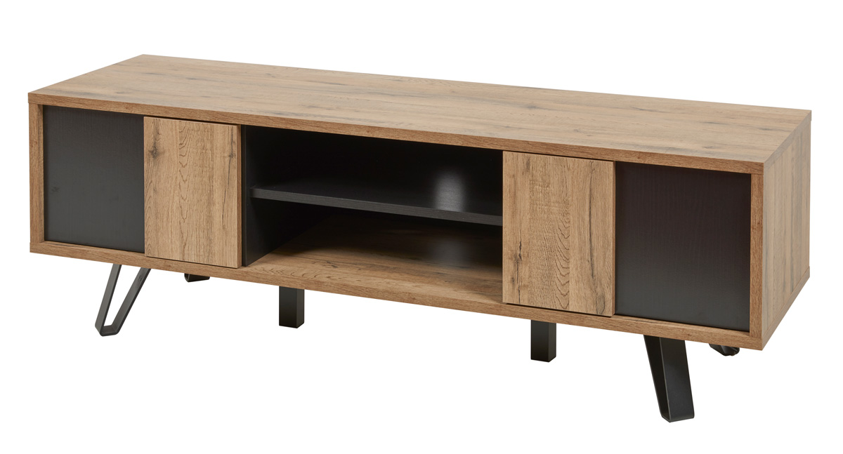 Meuble-TV-Phenix-decor-bois-scarlet-oak-noir-156cm-GBO
