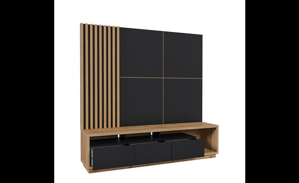 Meuble-TV-panneau-mural-unite-mural-4-panneaux-Celine-wotan-oak-black-mat-perspective-Helvetia