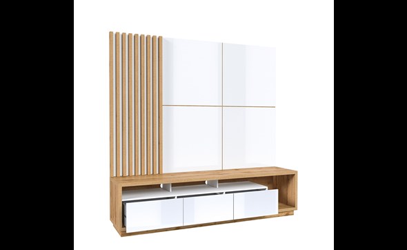 Meuble-TV-panneau-mural-unite-mural-4-panneaux-Celine-wotan-oak-blanc-front-Helvetia