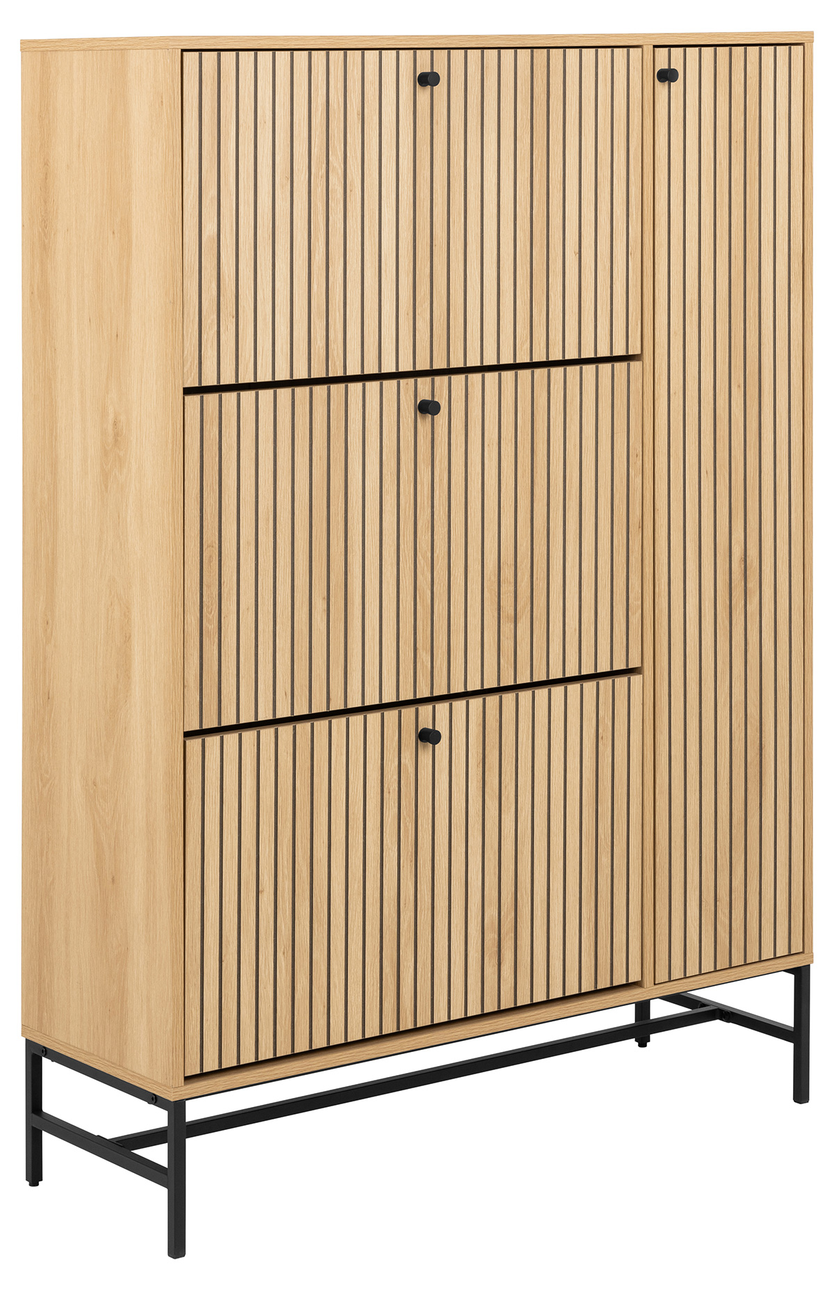 Meuble-a-chaussure-3tiroirs-1porte-Albany-024286-oak-rough-melamine-base-matt-black-01-Actona
