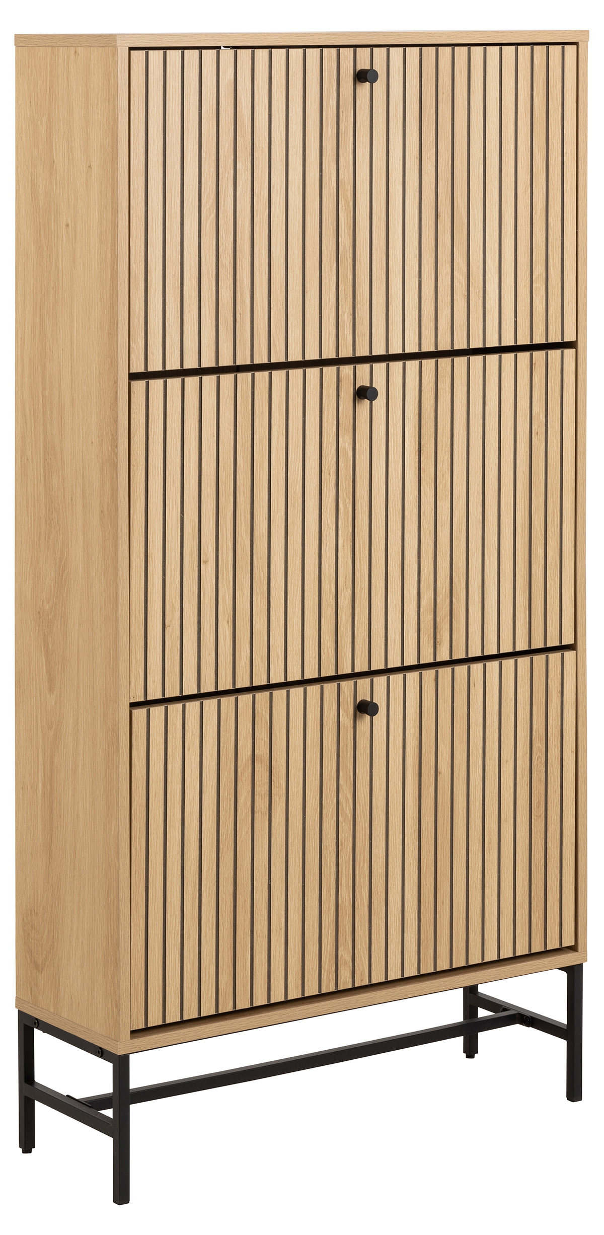 Meuble-a-chaussure-3tiroirs-Albany-023790-oak-rough-melamine-base-matt-black-01-Actona