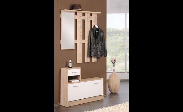 Meuble-entree-Rudolf-decor-chene-sonoma-blanc-100cm-ambi-FInori