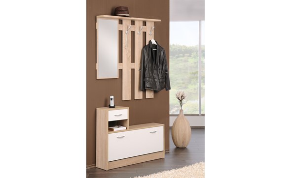 Meuble-entree-Rudolf-decor-chene-sonoma-blanc-100cm-ambi-FInori