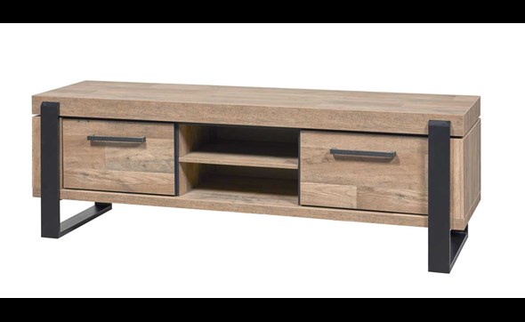 Meuble-tv-1-porte-niche-Udine-decor-parquet-naturel-noir-mat-K632-TV2-179cm-Evan