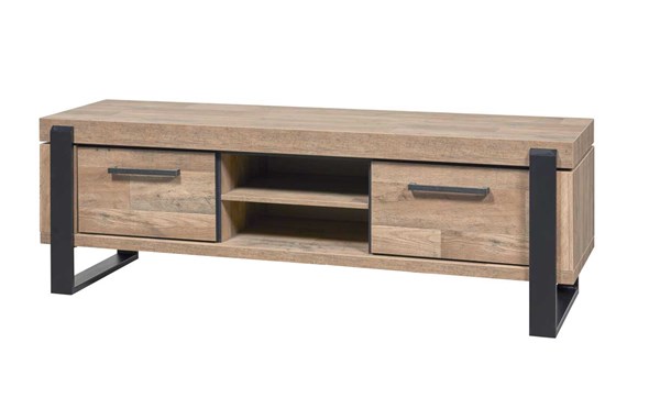 Meuble-tv-1-porte-niche-Udine-decor-parquet-naturel-noir-mat-K632-TV2-179cm-Evan
