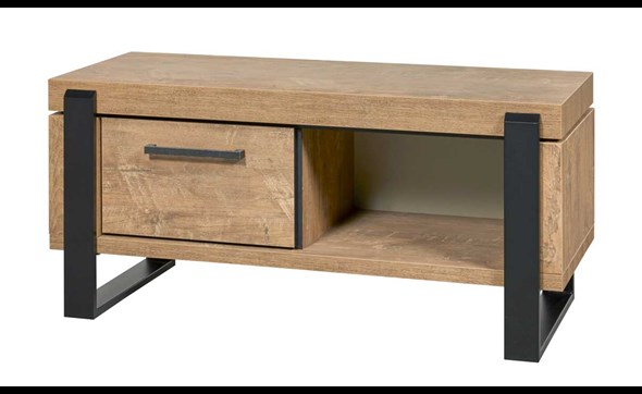 Meuble-tv-1-porte-niche-Udine-decor-teck-orange-noir-mat-K661-TV1-127cm-Evan