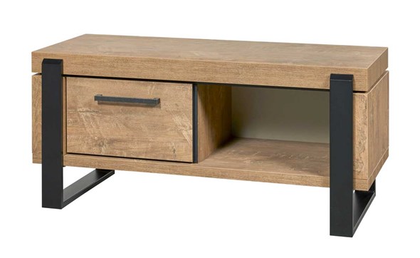 Meuble-tv-1-porte-niche-Udine-decor-teck-orange-noir-mat-K661-TV1-127cm-Evan