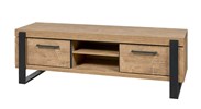 Meuble-tv-1-porte-niche-Udine-decor-teck-orange-noir-mat-K661-TV2-179cm-Evan
