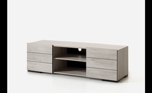 Meuble-tv-Elba-decor-papier-coloris-chene-blanchi-160cm-Divaco