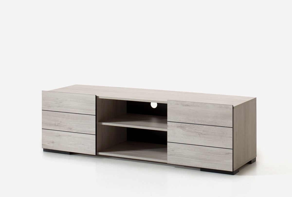Meuble-tv-Elba-decor-papier-coloris-chene-blanchi-160cm-Divaco