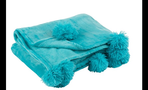 Plaid-Pompon-3482-Polyester-Azur-01-Jolipa