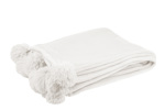 Plaid-pompon-77481-polyester-blanc-Jolipa