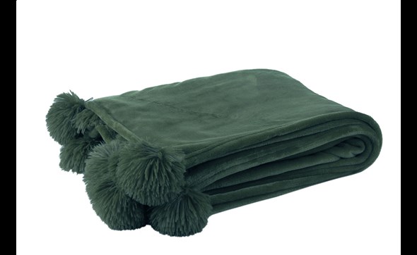 Plaid-pompon-77483-polyester-petrol-Jolipa