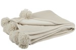 Plaid-pompon-77486-polyester-beige-menthe-Jolipa