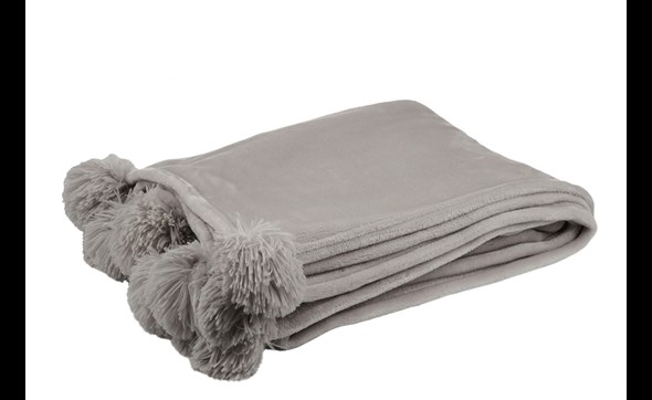 Plaid-pompon-77487-polyester-taupe-Jolipa