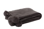 Plaid-pompon-77488-polyester-taupe-fonce-Jolipa