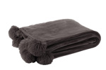 Plaid-pompon-77488-polyester-taupe-fonce-Jolipa