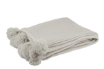 Plaid-pompon-77489-polyester-gris-clair-Jolipa