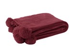 Plaid-pompon-88501-polyester-bordeaux-Jolipa