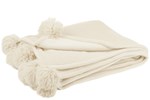 Plaid-pompon-88502-polyester--beige-clair-Jolipa