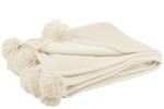 Plaid-pompon-88502-polyester--beige-clair-Jolipa