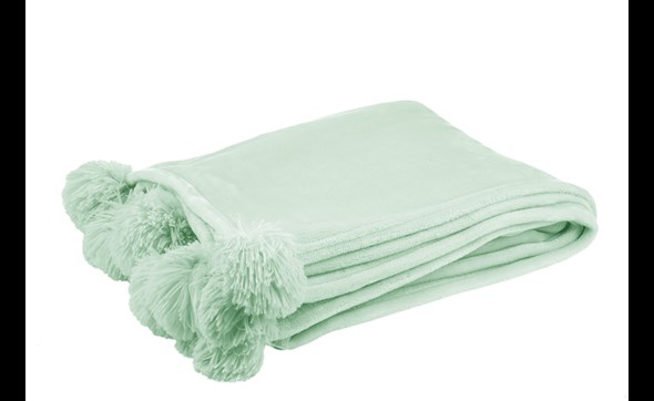 Plaid-pompon-88504-polyester-vert-clair-01-Jolipa