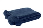 Plaid-pompon-88505-polyester-bleu-Jolipa
