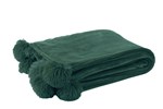 Plaid-pompon-88507-polyester-vert-fonce-Jolipa