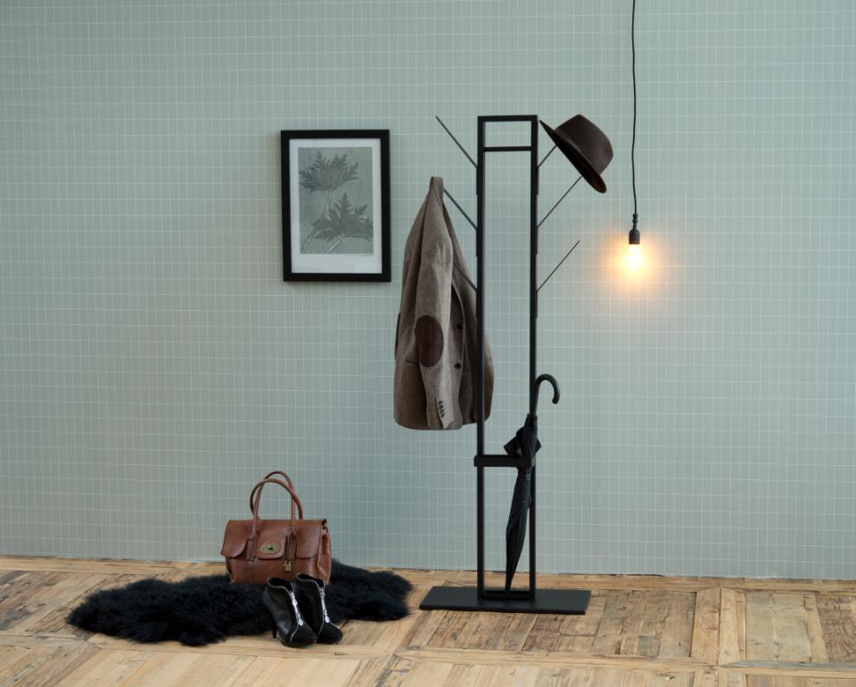 Portemanteau-Porte parapluie-Vinson-metal-noir-80779-Actona-Ambi