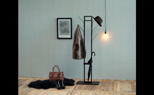 Portemanteau-Porte parapluie-Vinson-metal-noir-80779-Actona-Ambi