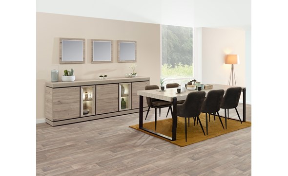 Salle-a-manger-Belluno-decor-chene-brun-clair-K541-buffet-251cm-table-chaises-Dalma-Evan