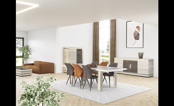 Salle-a-manger-Birger-buffet-4-portes-vitrine-table-extensible-bridge-melamine-halifax-creme-Comodi-Living