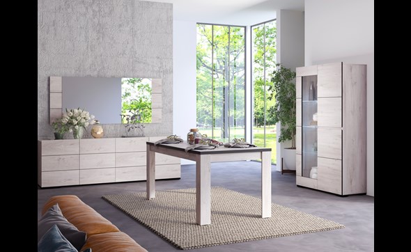 Salle-a-manger-Elba-decor-papier-coloris-chene-blanchi-Divaco