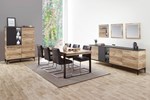 Salle-a-manger-Feniks-decor-chene-brun-hunton-noir-mat-K636-buffet-245cm-bar-123cm-table-225cm-chais