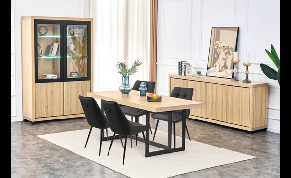 Salle-a-manger-Nice-melamine-chene-wellington+noir-Alcos