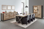 Salle-a-manger-Tomba-buffet-vitrine-table-T19XM80-decor-bois-chene-vieux-imitation-acier-Meubar