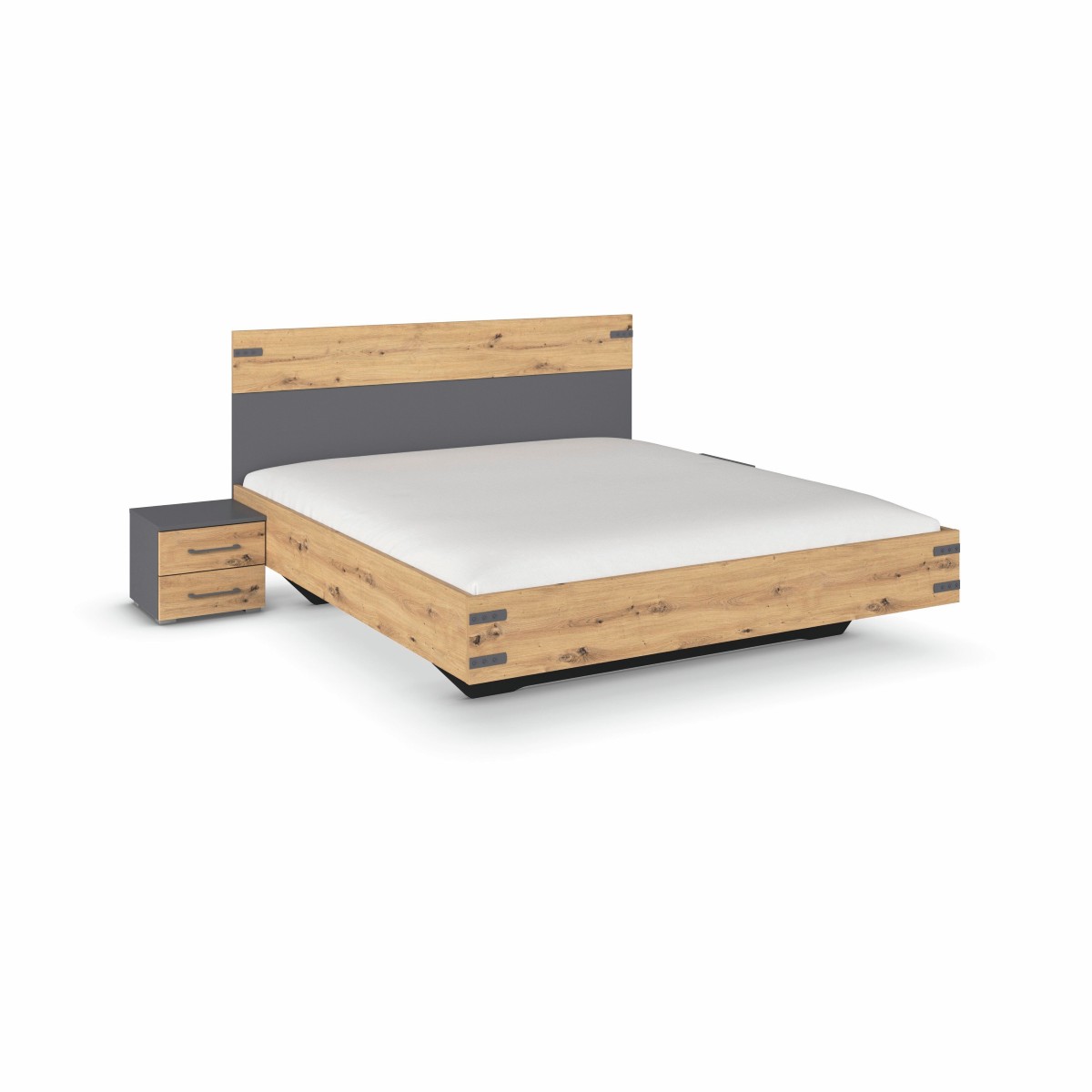 Set lit chevet 2 tiroirs-180x200-Nevada-0N62-AC176-chene artisan-gris metallique-01-Rauch