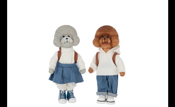 Set-2-figurines-Caniches-polyresine-multicolore-59565-Jolipa