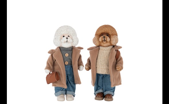 Set-2-figurines-Caniches-polyresine-multicolore-59567-Jolipa